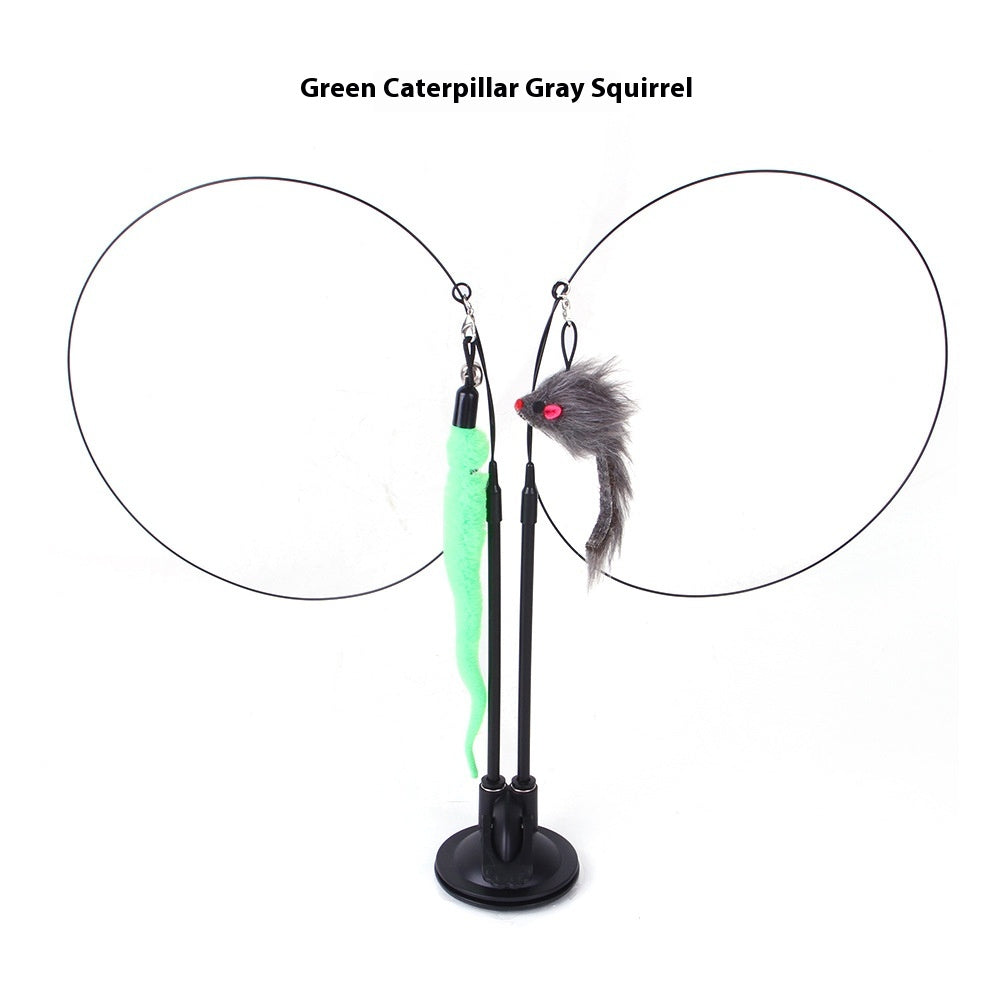 Suction Cup Cat Teaser Toy – Interactive Wand with Feather