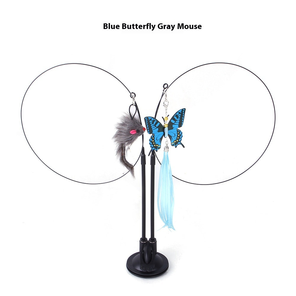 Suction Cup Cat Teaser Toy – Interactive Wand with Feather