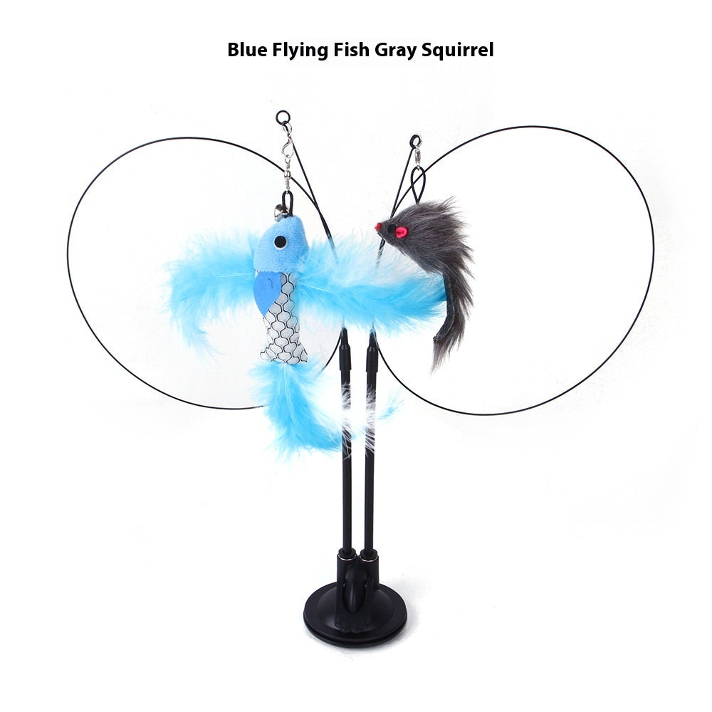 Suction Cup Cat Teaser Toy – Interactive Wand with Feather