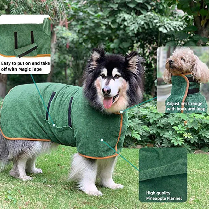 Fast-Drying Pet Bathrobe Towel – Wearable Absorbent Towel for Dogs & Cats