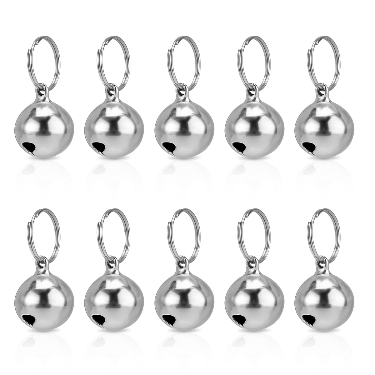 Stainless Steel Pet Collar Bells — Pack of 10