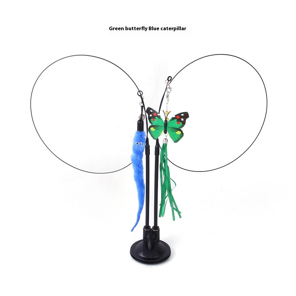 Suction Cup Cat Teaser Toy – Interactive Wand with Feather