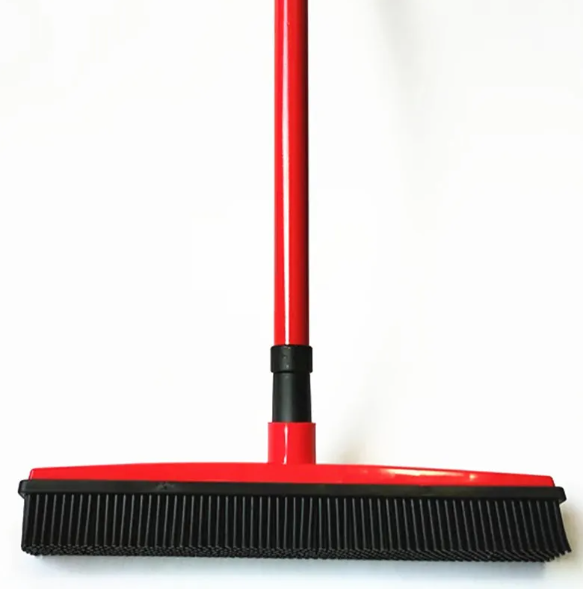 Pet Hair Removal Broom – Rubber Bristle Mop for Carpets & Floors"