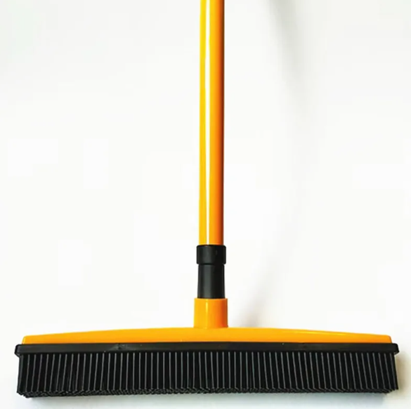 Pet Hair Removal Broom – Rubber Bristle Mop for Carpets & Floors"