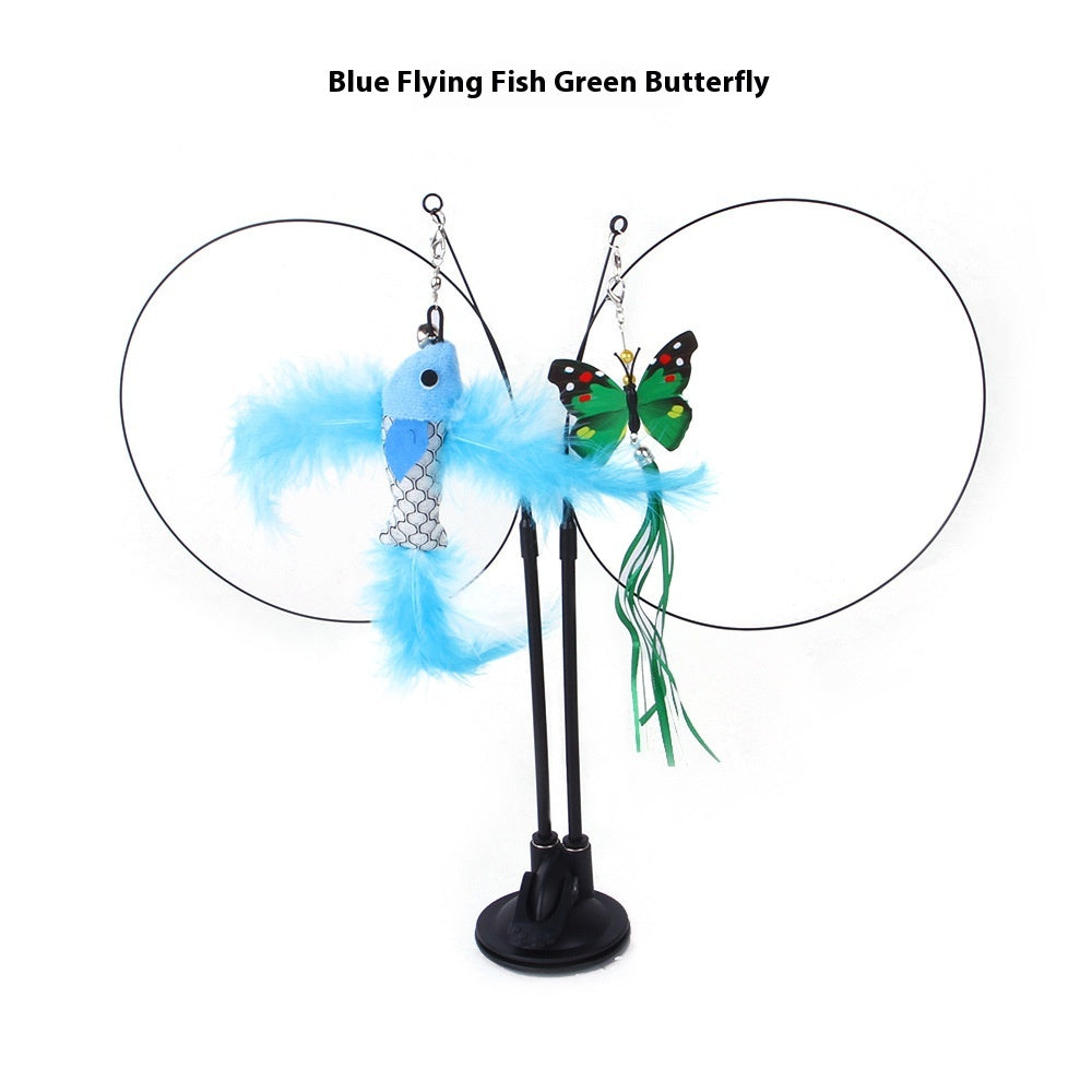 Suction Cup Cat Teaser Toy – Interactive Wand with Feather