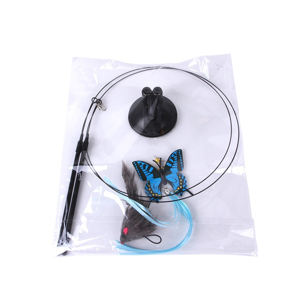 Suction Cup Cat Teaser Toy – Interactive Wand with Feather