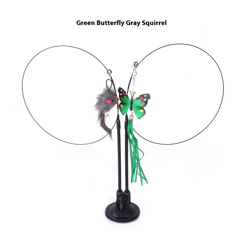 Suction Cup Cat Teaser Toy – Interactive Wand with Feather
