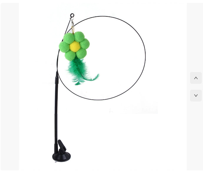 Suction Cup Cat Teaser Toy – Interactive Wand with Feather